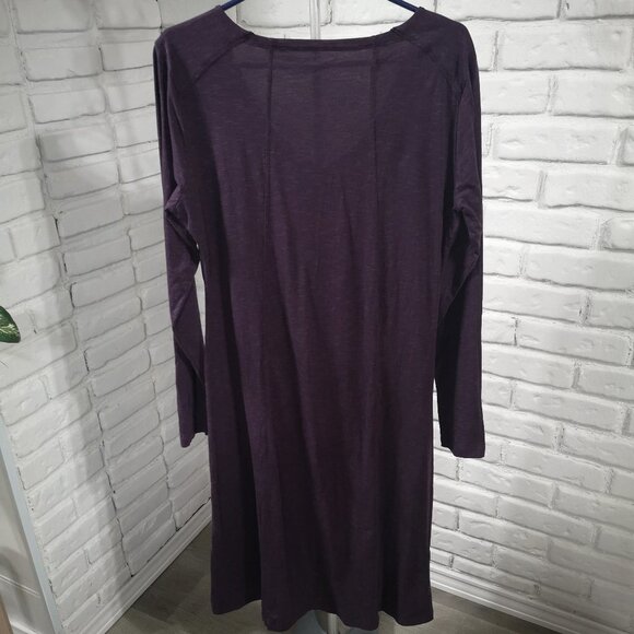 Horny Toad Ladies Purple V-neck Long Sleeve Size Large Midi Dress - Picture 2 of 8